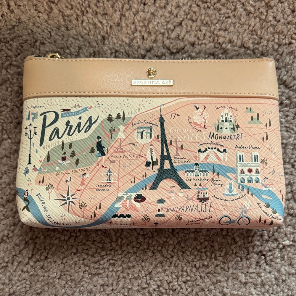 Spartina 449 Parisian Map Wristlet - Pink and Tan